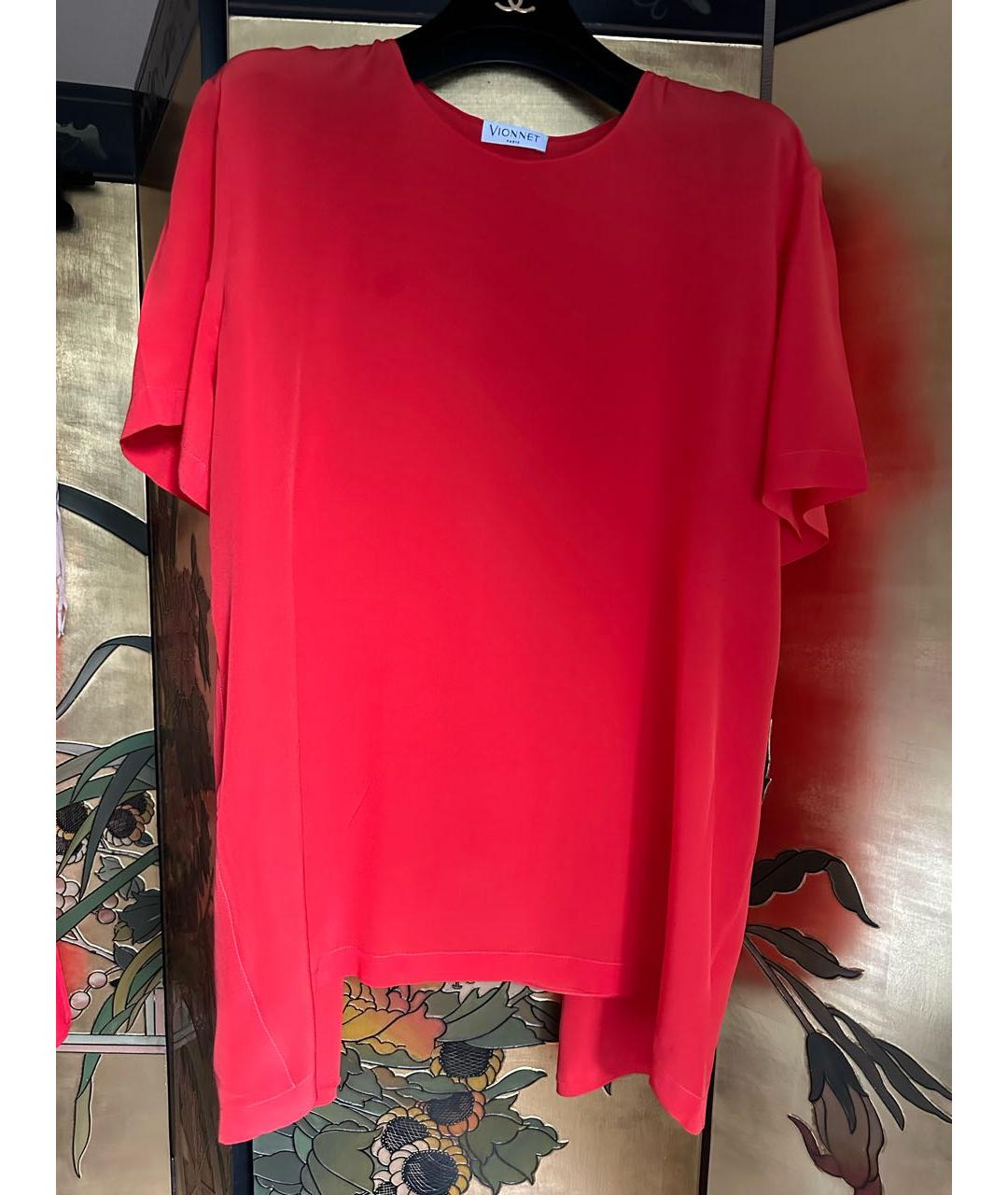 VIONNET Красная шелковая блузы, фото 7