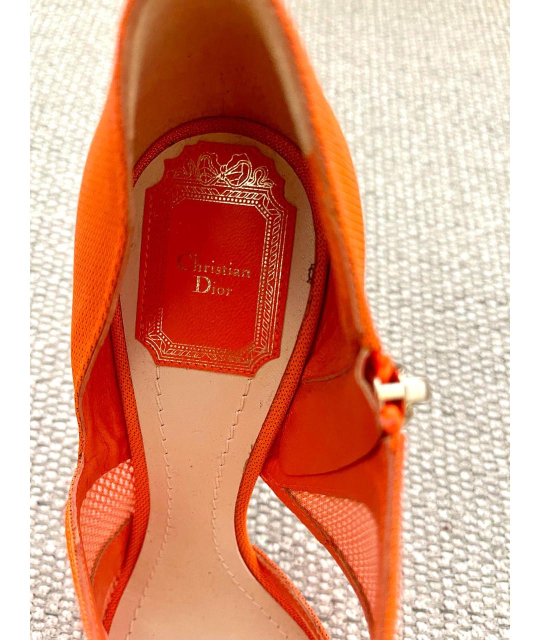 CHRISTIAN DIOR Оранжевые текстильные босоножки, фото 6