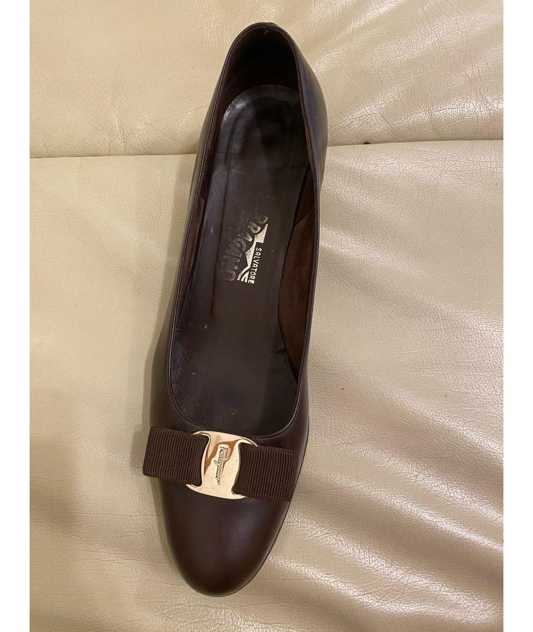 FERRAGAMO Коричневые кожаные туфли, фото 4