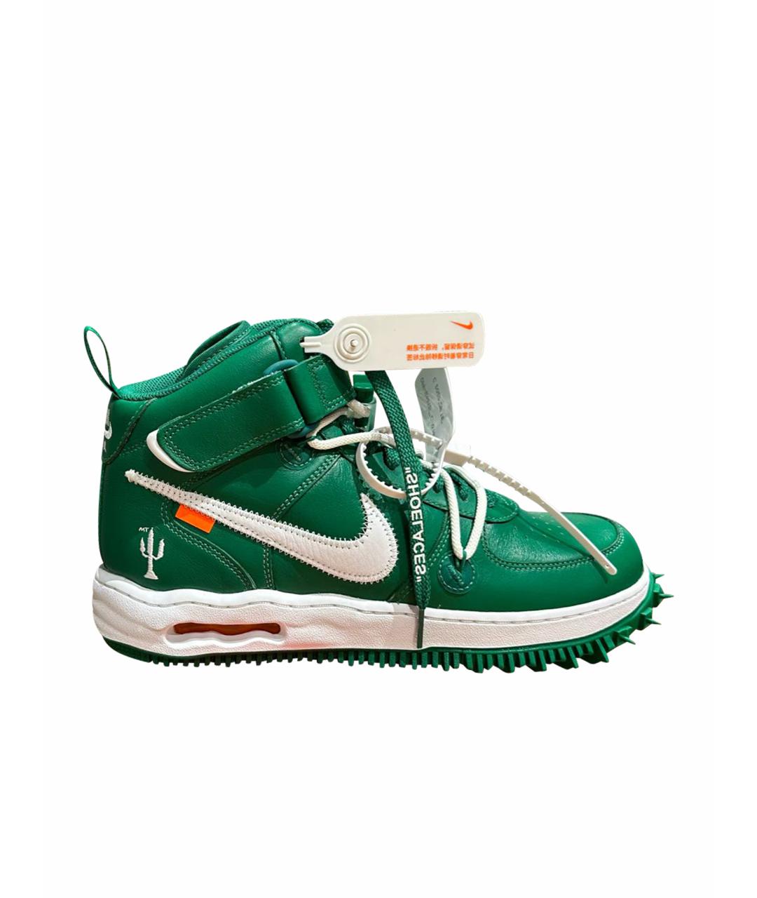 NIKE X OFF-WHITE Зеленые кожаные высокие кроссовки / кеды для