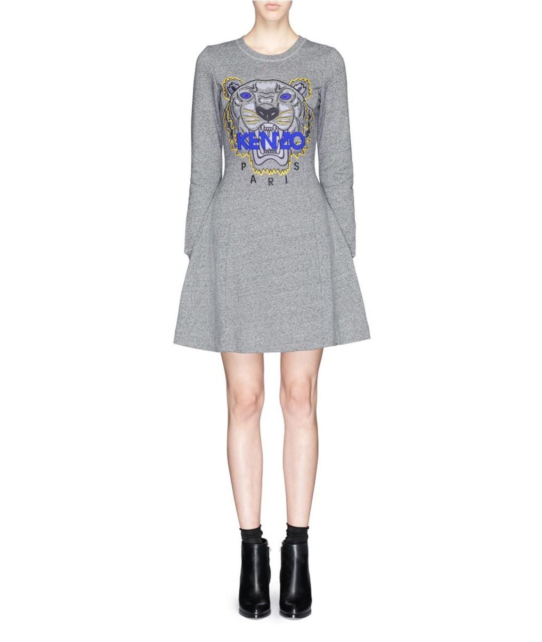 KENZO Серое хлопковое повседневное платье, фото 7