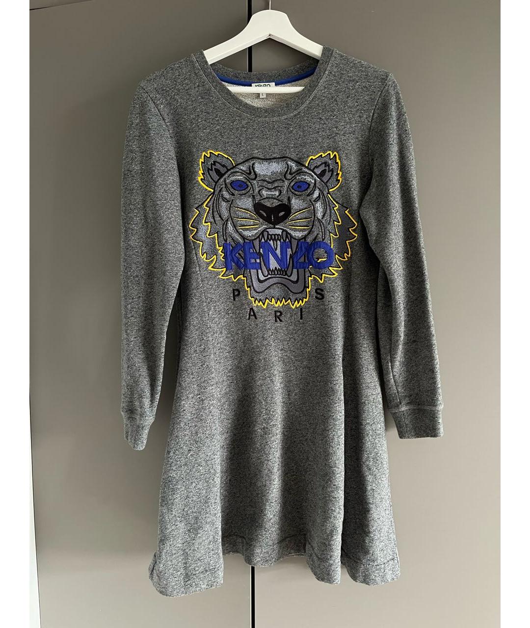 KENZO Серое хлопковое повседневное платье, фото 2