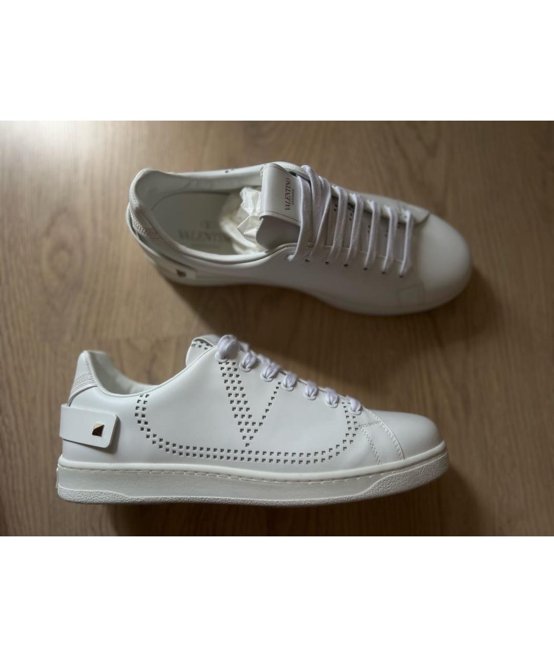 VALENTINO Белые кожаные низкие кроссовки / кеды, фото 7