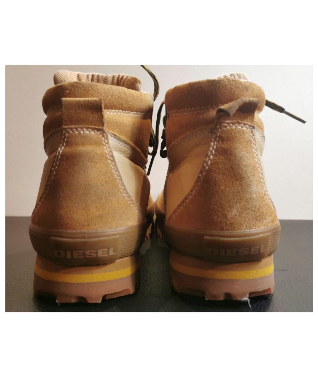 DIESEL Бежевые кожаные высокие ботинки, фото 5
