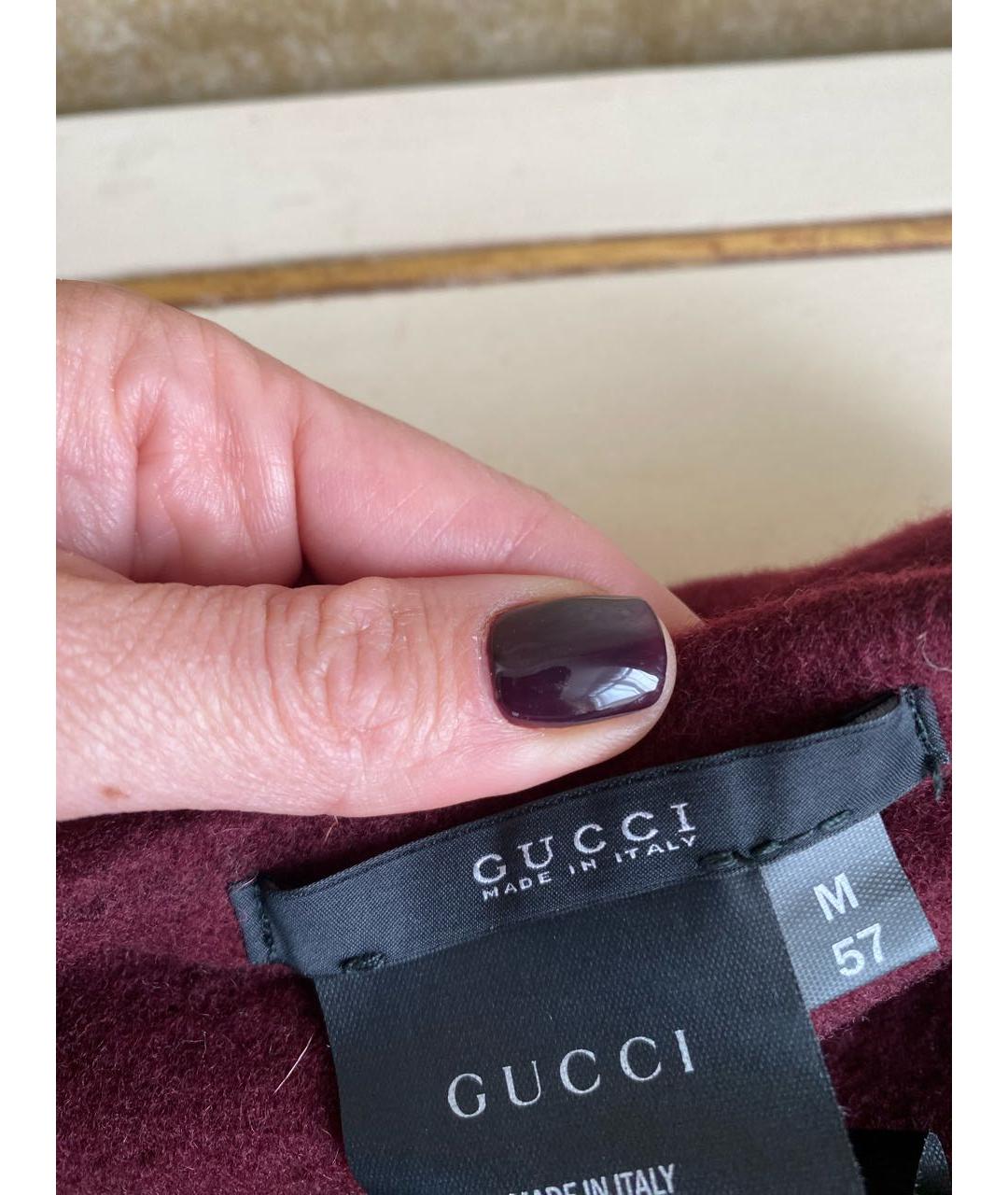 GUCCI Бордовая шерстяная шапка, фото 4