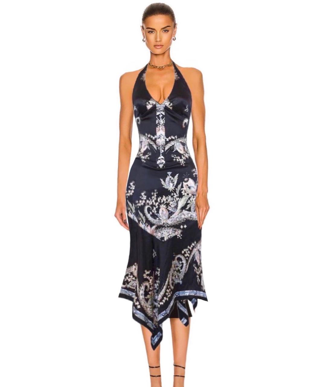 ROBERTO CAVALLI Черное шелковое коктейльное платье, фото 3