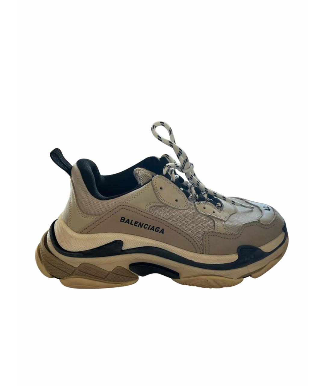 BALENCIAGA Бежевые резиновые высокие кроссовки / кеды, фото 1