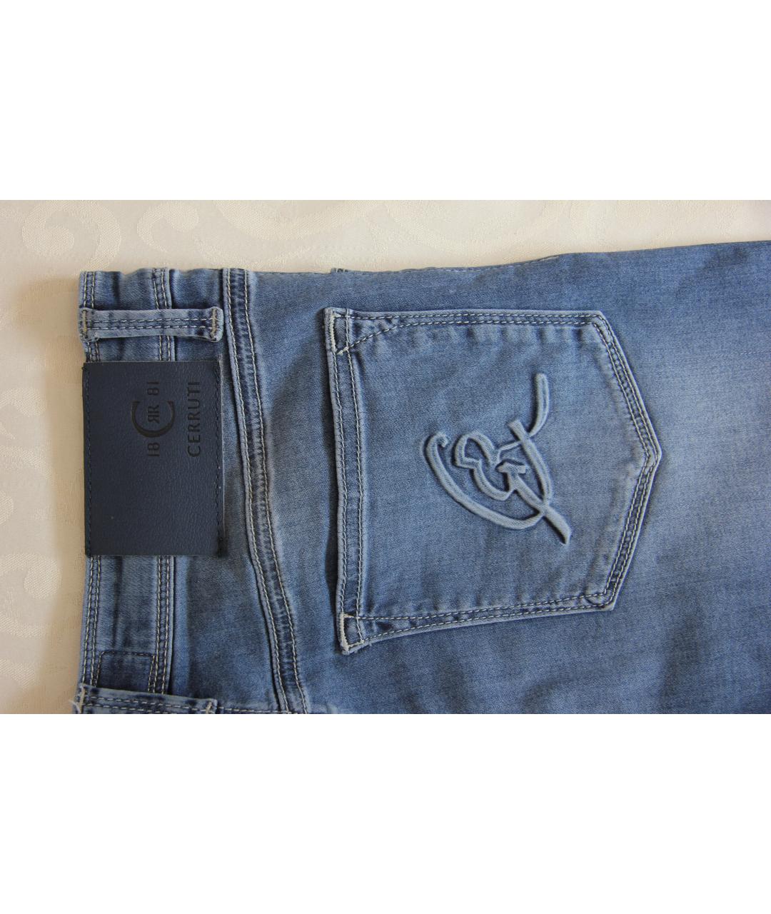 CERRUTI 1881 Синие хлопко-эластановые джинсы слим, фото 7