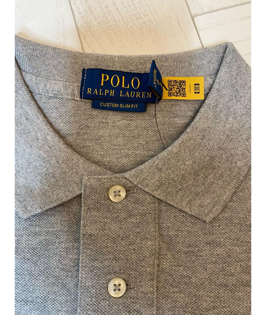 POLO RALPH LAUREN Серое хлопковое поло с коротким рукавом, фото 3
