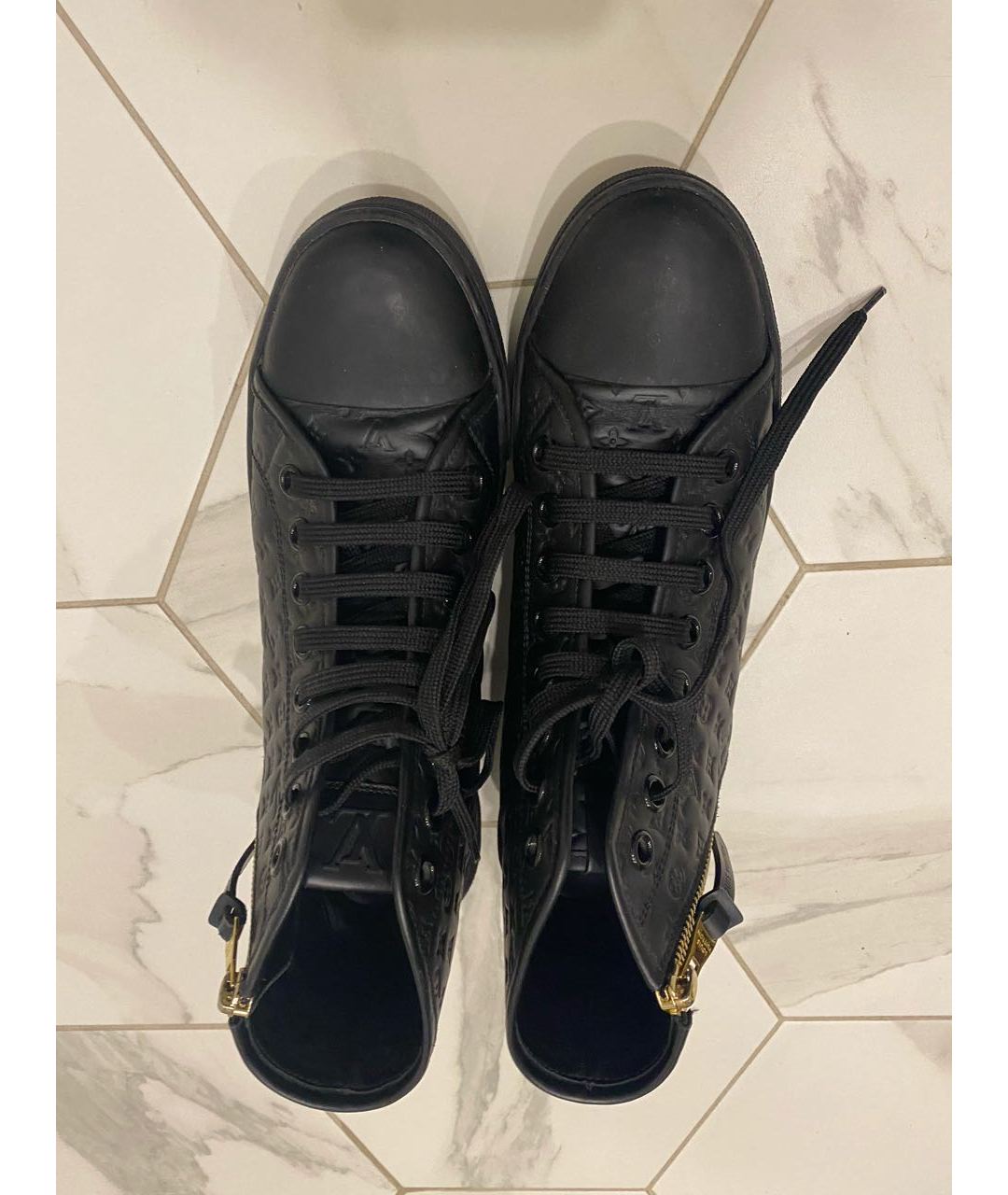 LOUIS VUITTON PRE-OWNED Черные кожаные кроссовки, фото 3