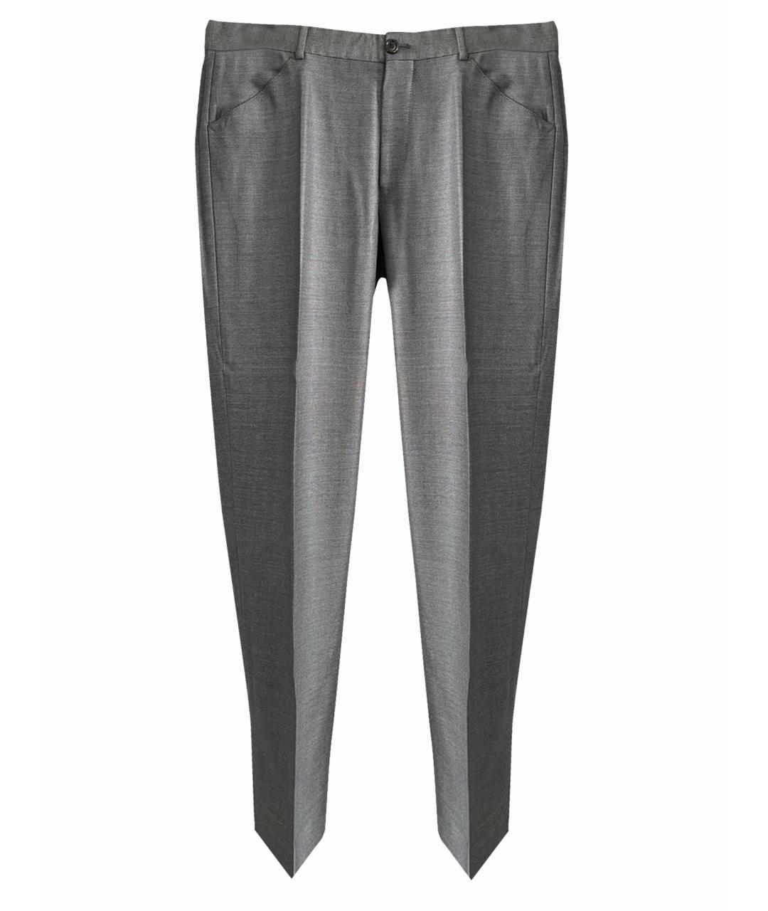 EMPORIO ARMANI Антрацитовые шерстяные классические брюки, фото 1