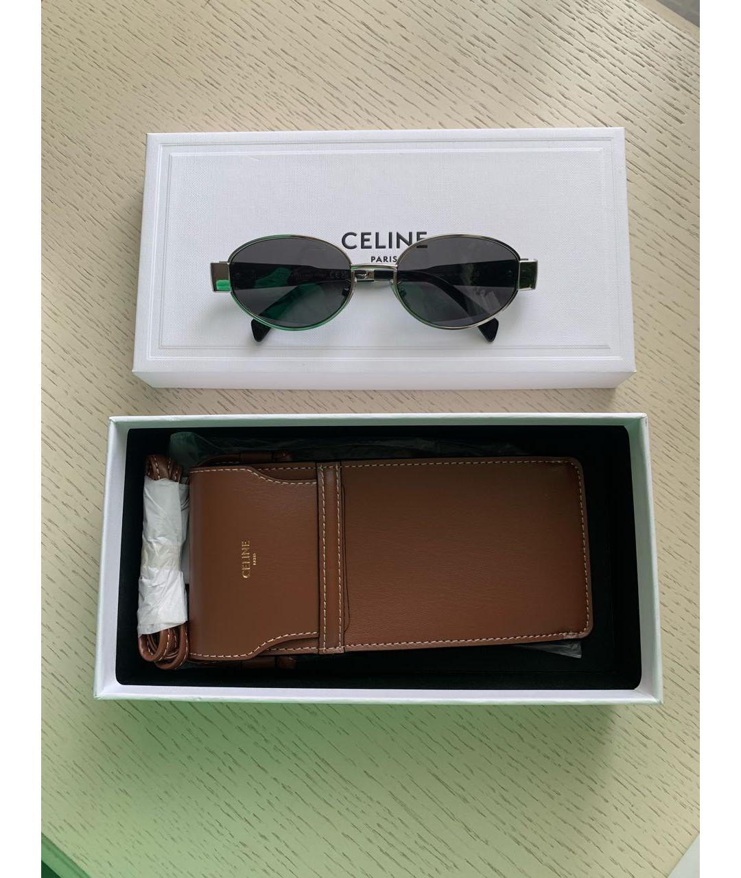 CELINE Серебряные металлические солнцезащитные очки, фото 2