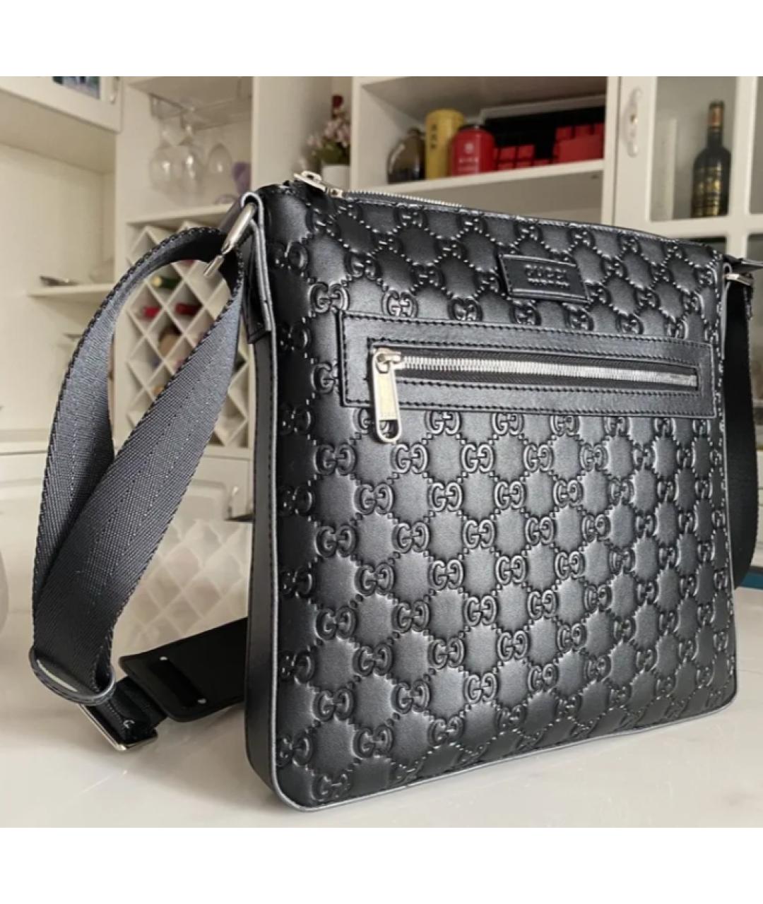 GUCCI Черная кожаная сумка на плечо, фото 3