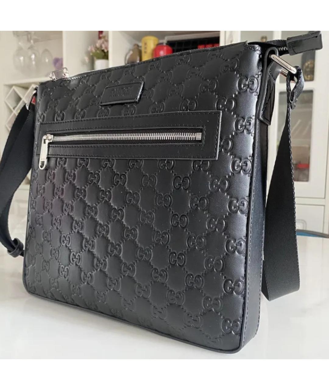 GUCCI Черная кожаная сумка на плечо, фото 4