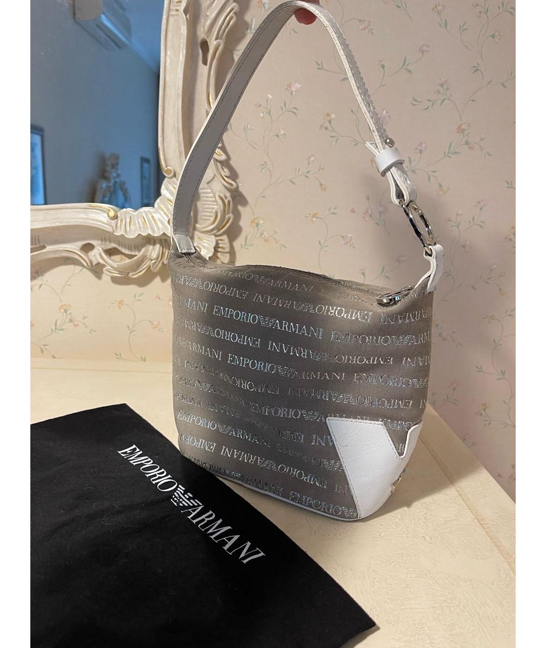 EMPORIO ARMANI Бежевая тканевая сумка через плечо, фото 2