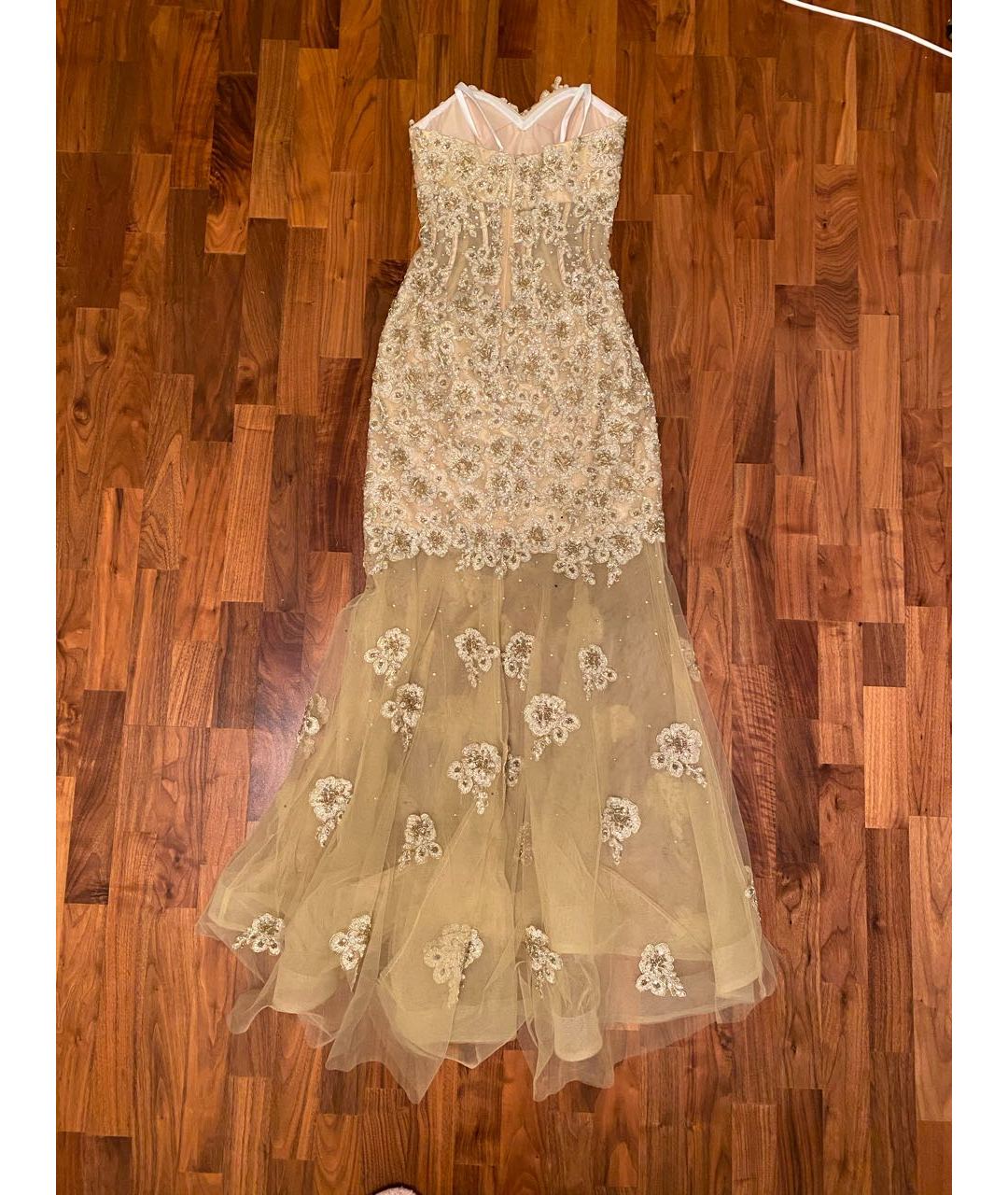 JOVANI Золотое полиэстеровое вечернее платье, фото 2