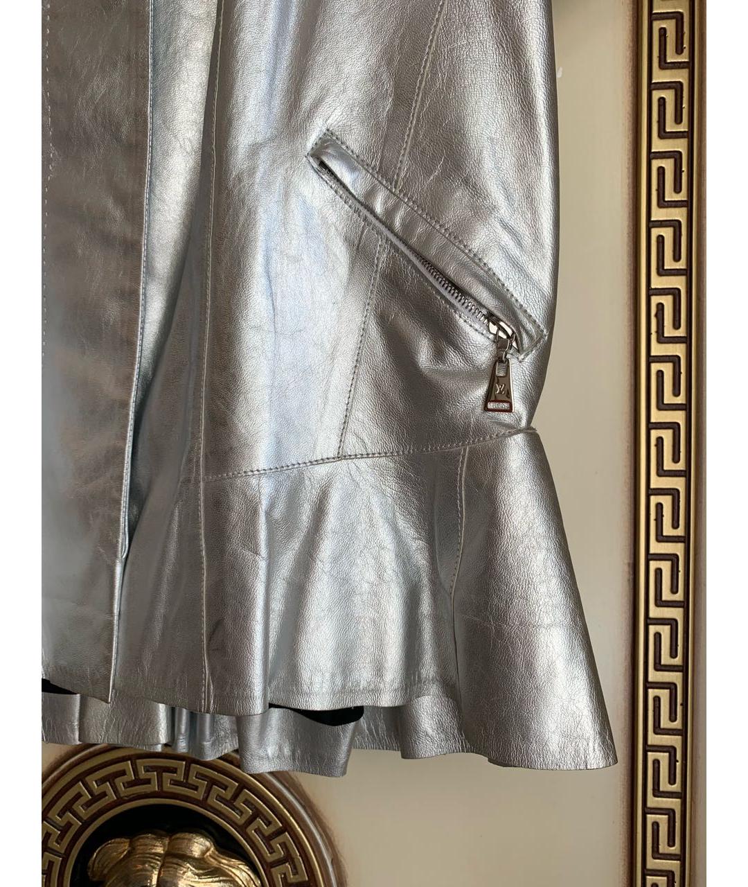 LOUIS VUITTON Серебрянный кожаный жилет, фото 4