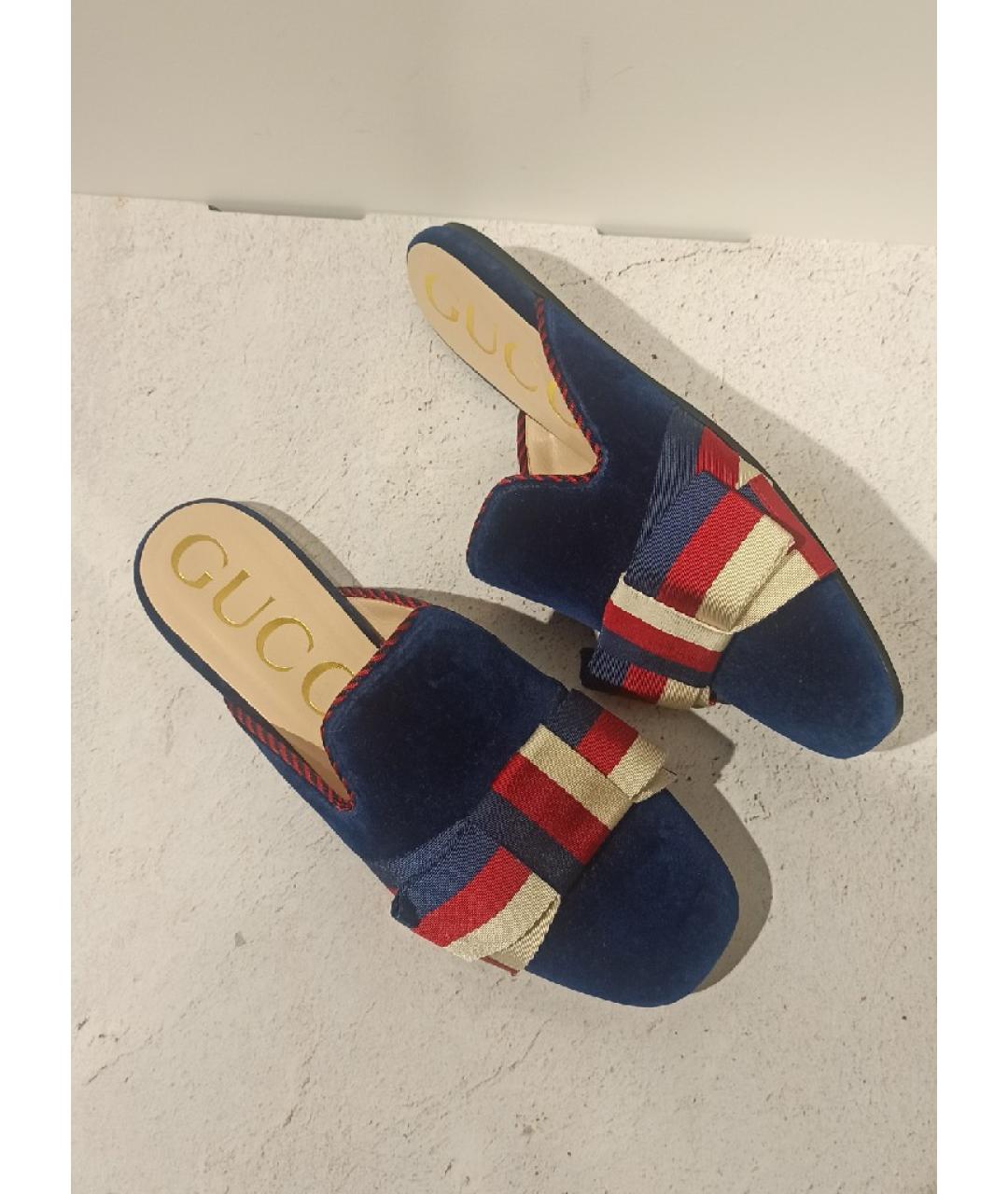 GUCCI Синие мюли, фото 6