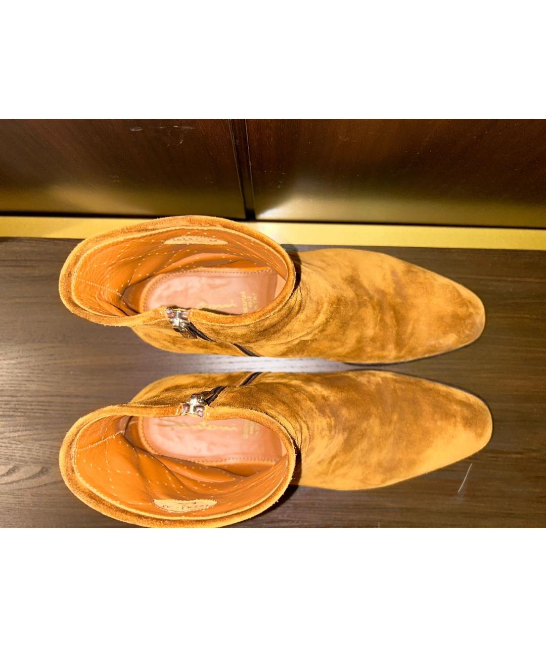 SANTONI Горчичные замшевые высокие ботинки, фото 3