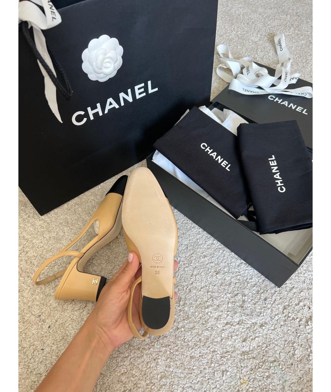 CHANEL Бежевые кожаные туфли, фото 5