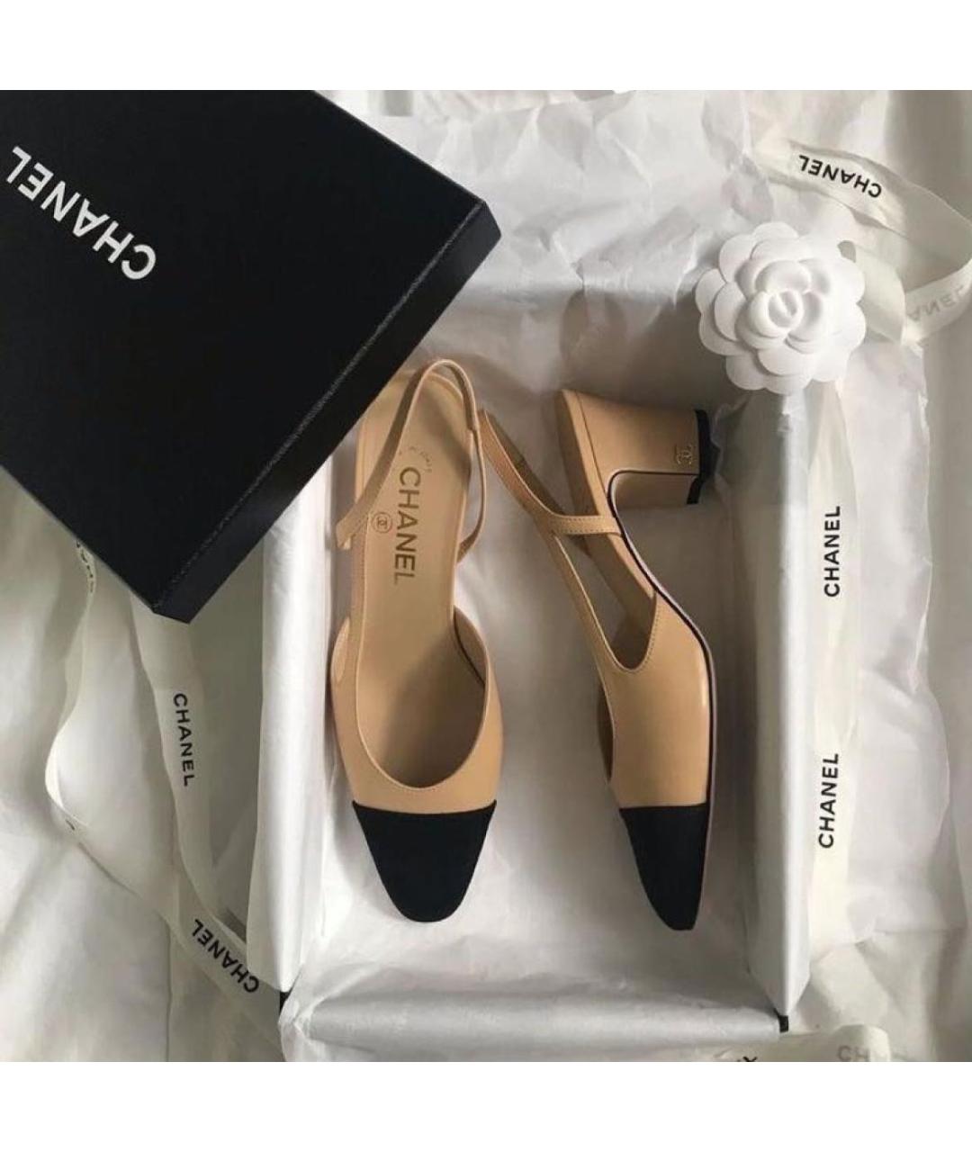 CHANEL Бежевые кожаные туфли, фото 7