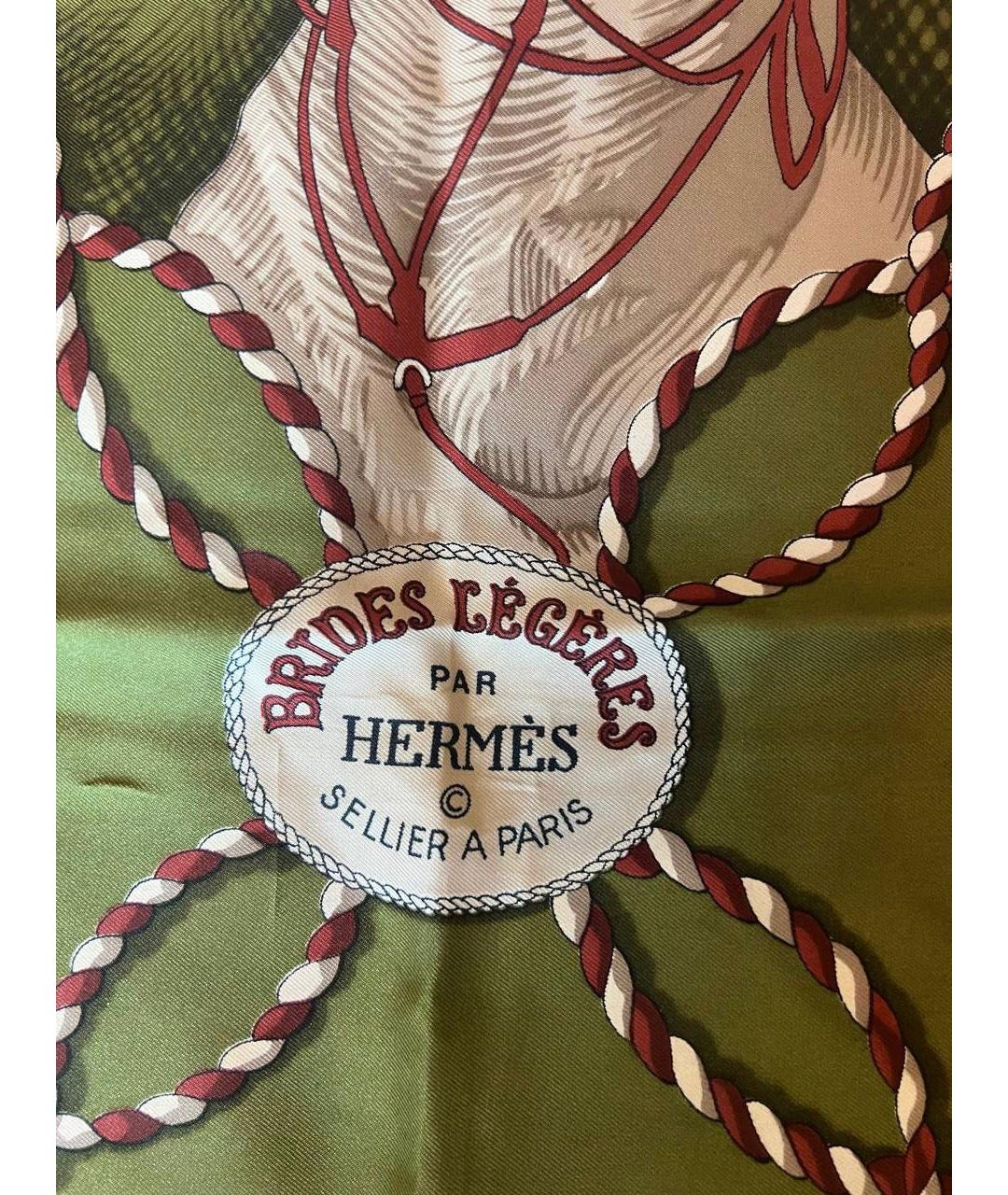 HERMES PRE-OWNED Зеленый шелковый платок, фото 2