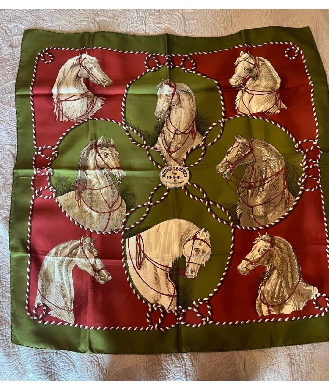 HERMES PRE-OWNED Зеленый шелковый платок, фото 3