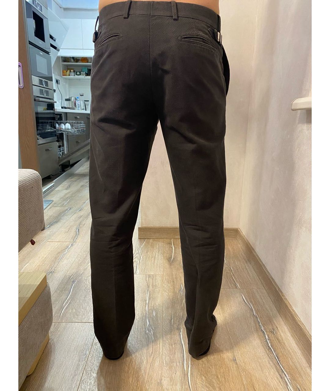 LOUIS VUITTON PRE-OWNED Коричневые хлопковые классические брюки, фото 6