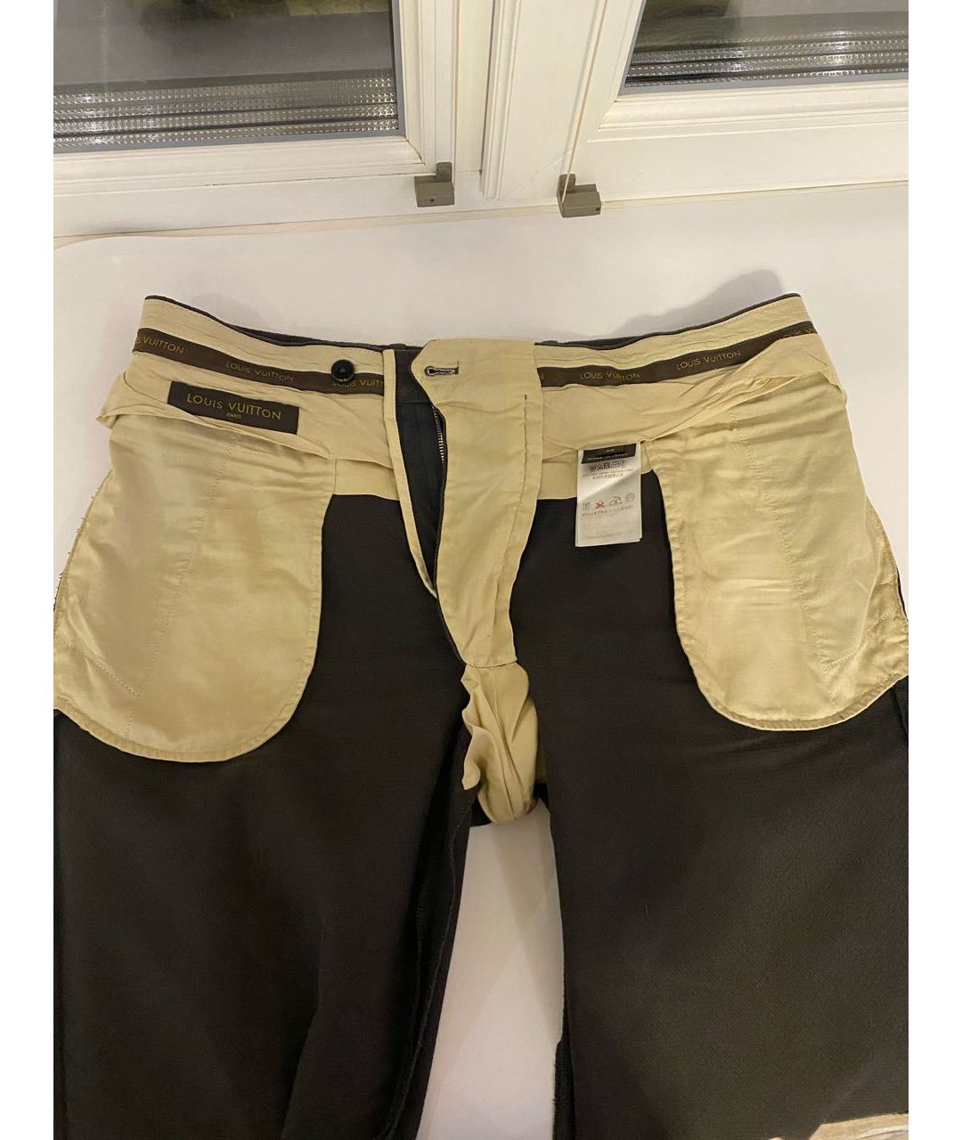 LOUIS VUITTON PRE-OWNED Коричневые хлопковые классические брюки, фото 3
