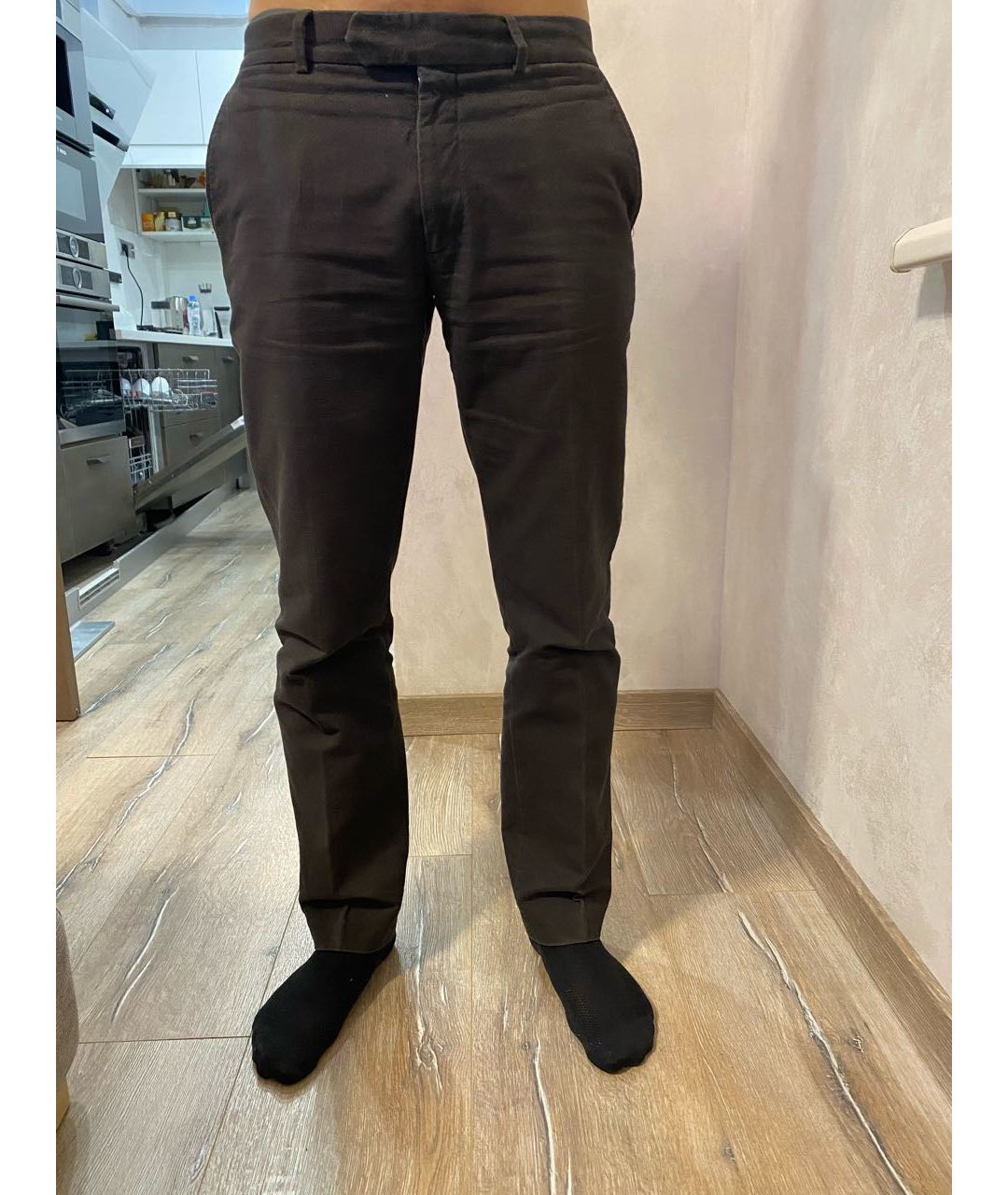 LOUIS VUITTON PRE-OWNED Коричневые хлопковые классические брюки, фото 7