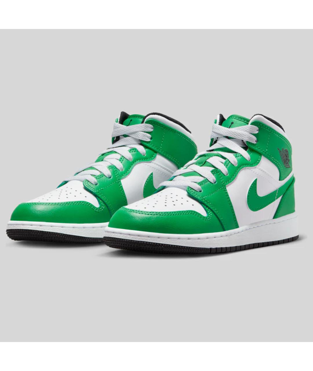 JORDAN Зеленые кожаные кроссовки, фото 2