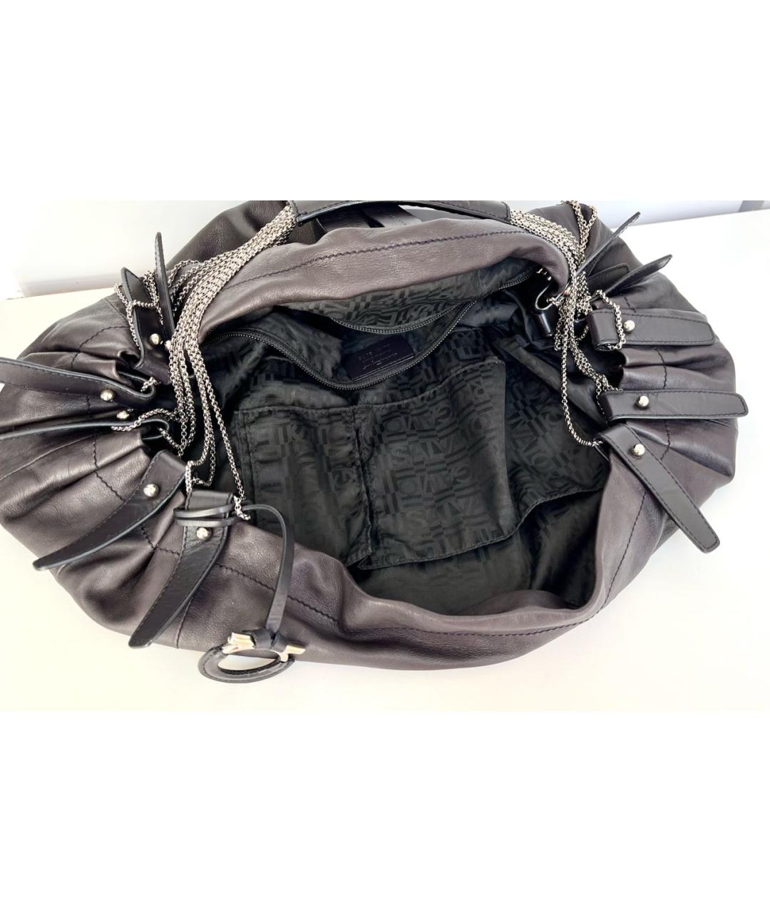 SALVATORE FERRAGAMO Коричневая кожаная сумка с короткими ручками, фото 6