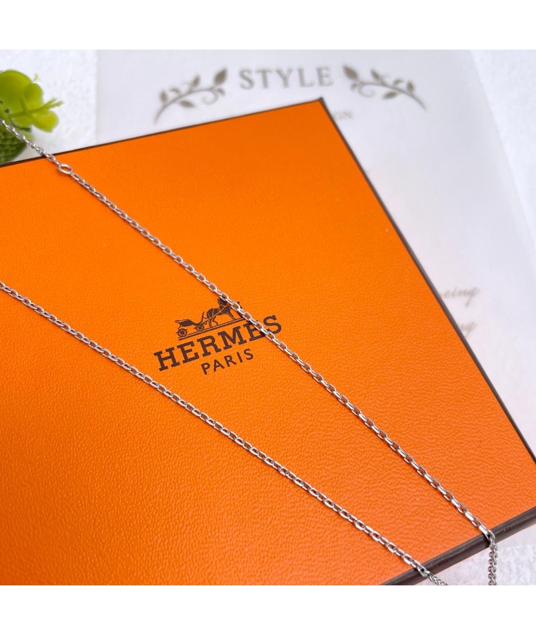 HERMES Розовое с серебряным покрытием колье, фото 7