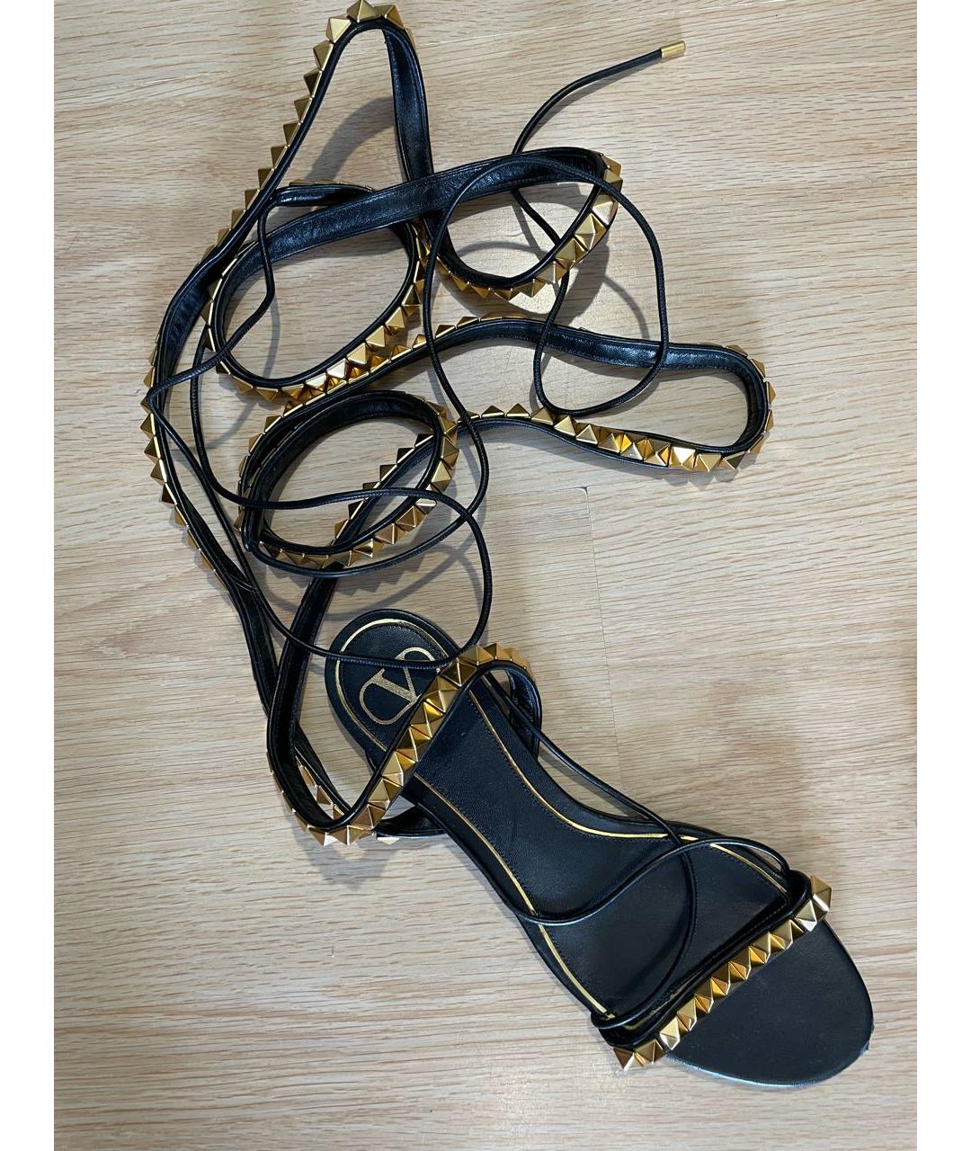 VALENTINO Черные кожаные сандалии, фото 5