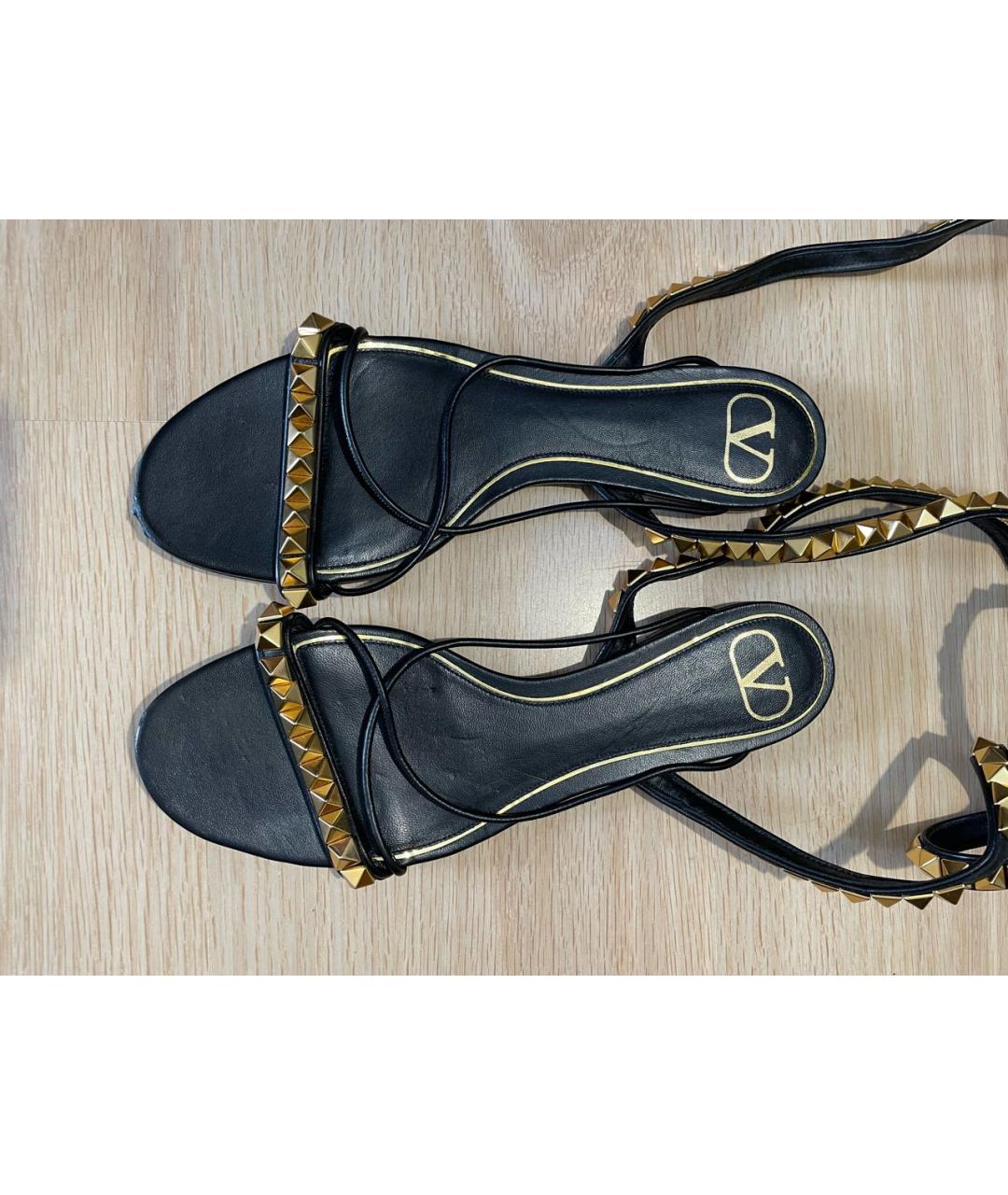 VALENTINO Черные кожаные сандалии, фото 6