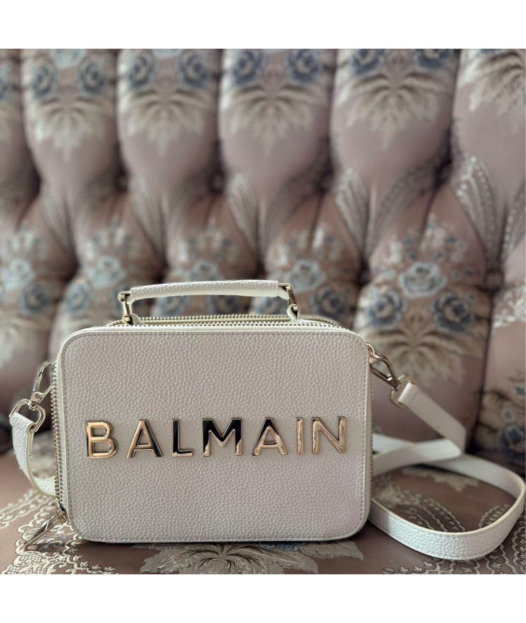 BALMAIN Белая кожаная сумка через плечо, фото 6