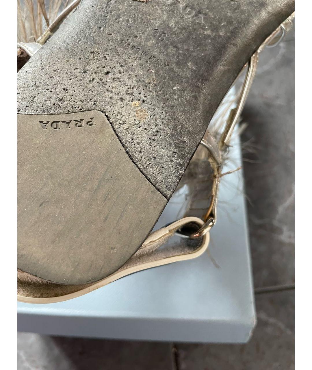 PRADA Серебряные кожаные сандалии, фото 3