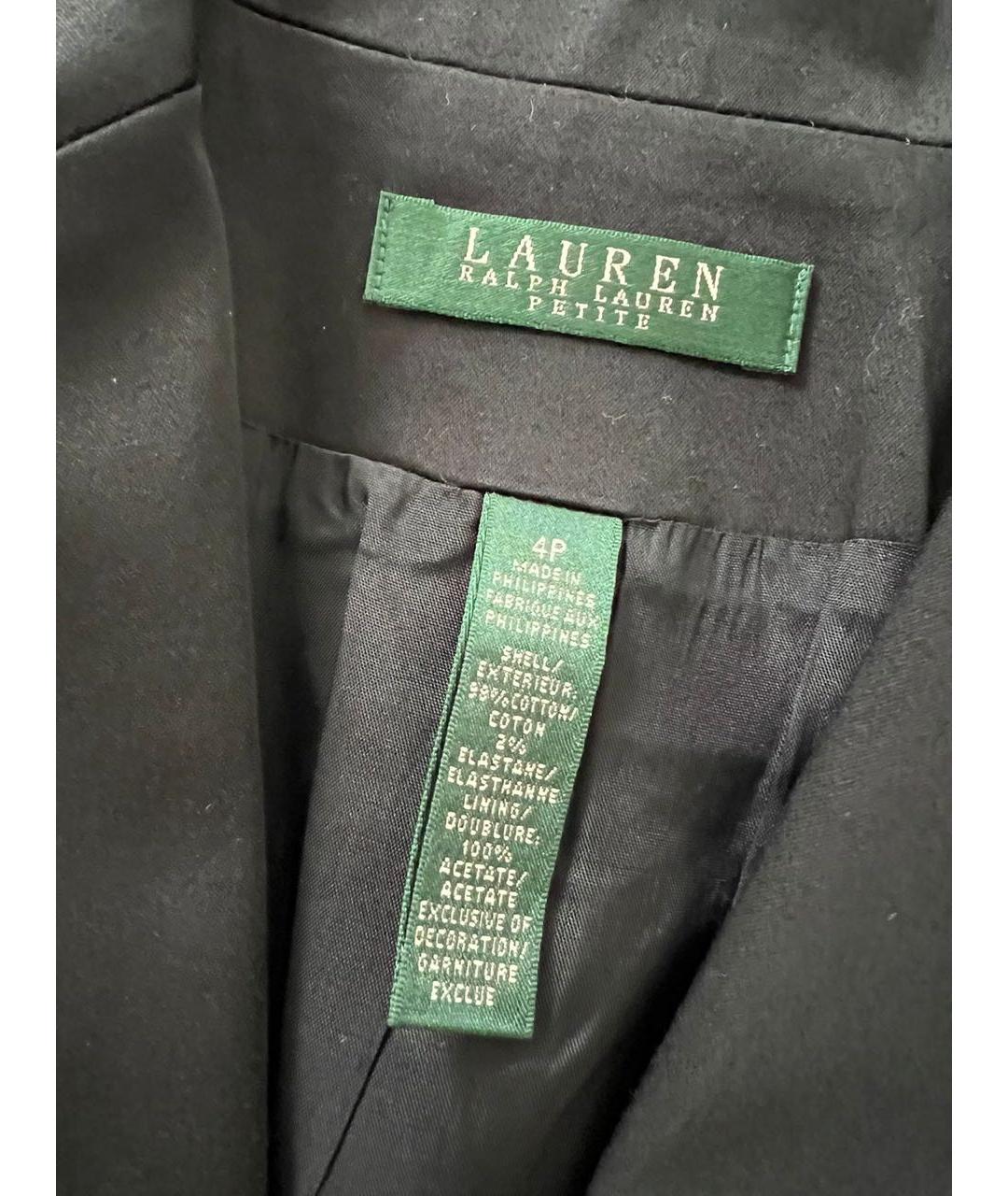 RALPH LAUREN Черный хлопко-эластановый жакет/пиджак, фото 8