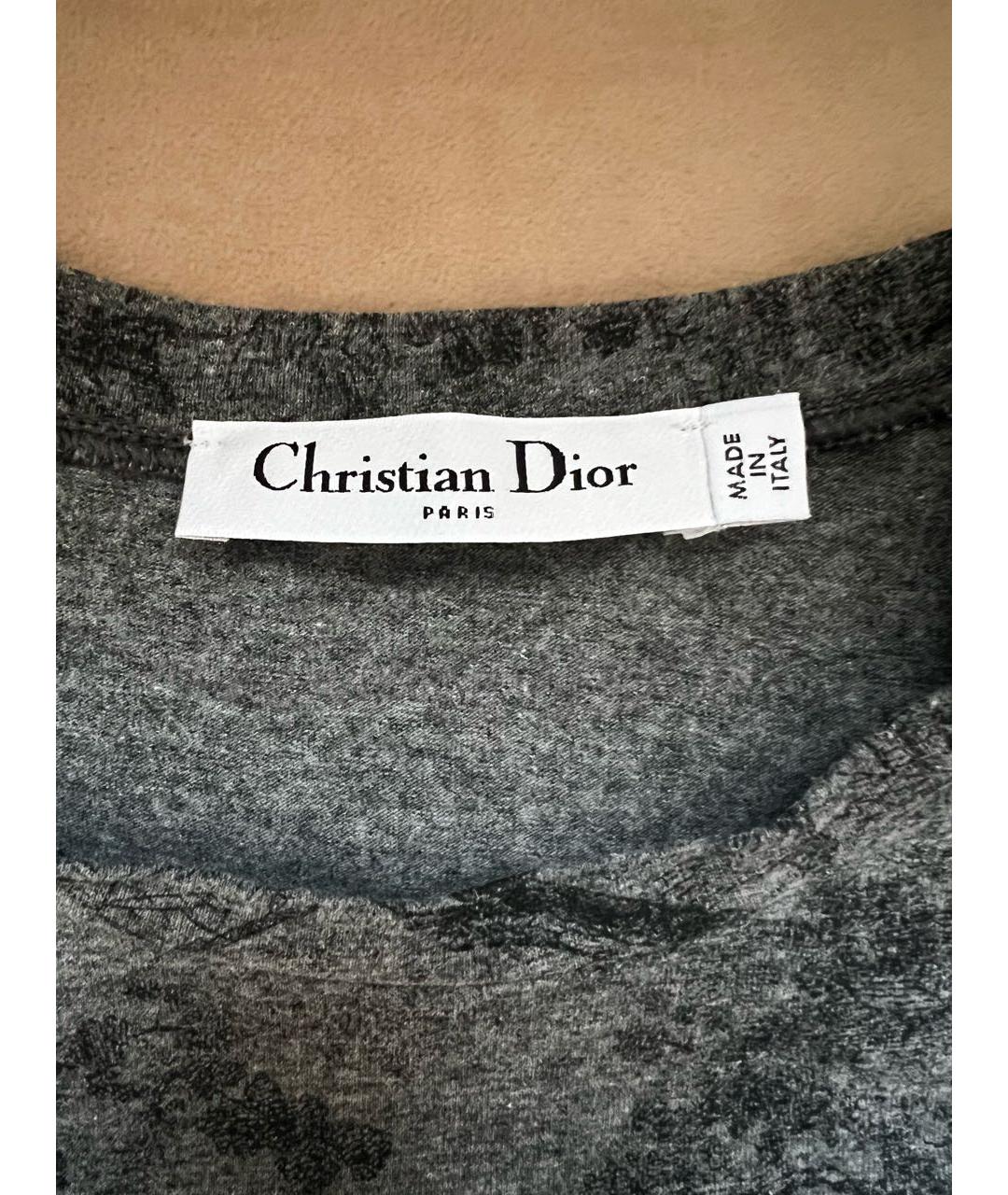 CHRISTIAN DIOR PRE-OWNED Серая хлопковая футболка, фото 3