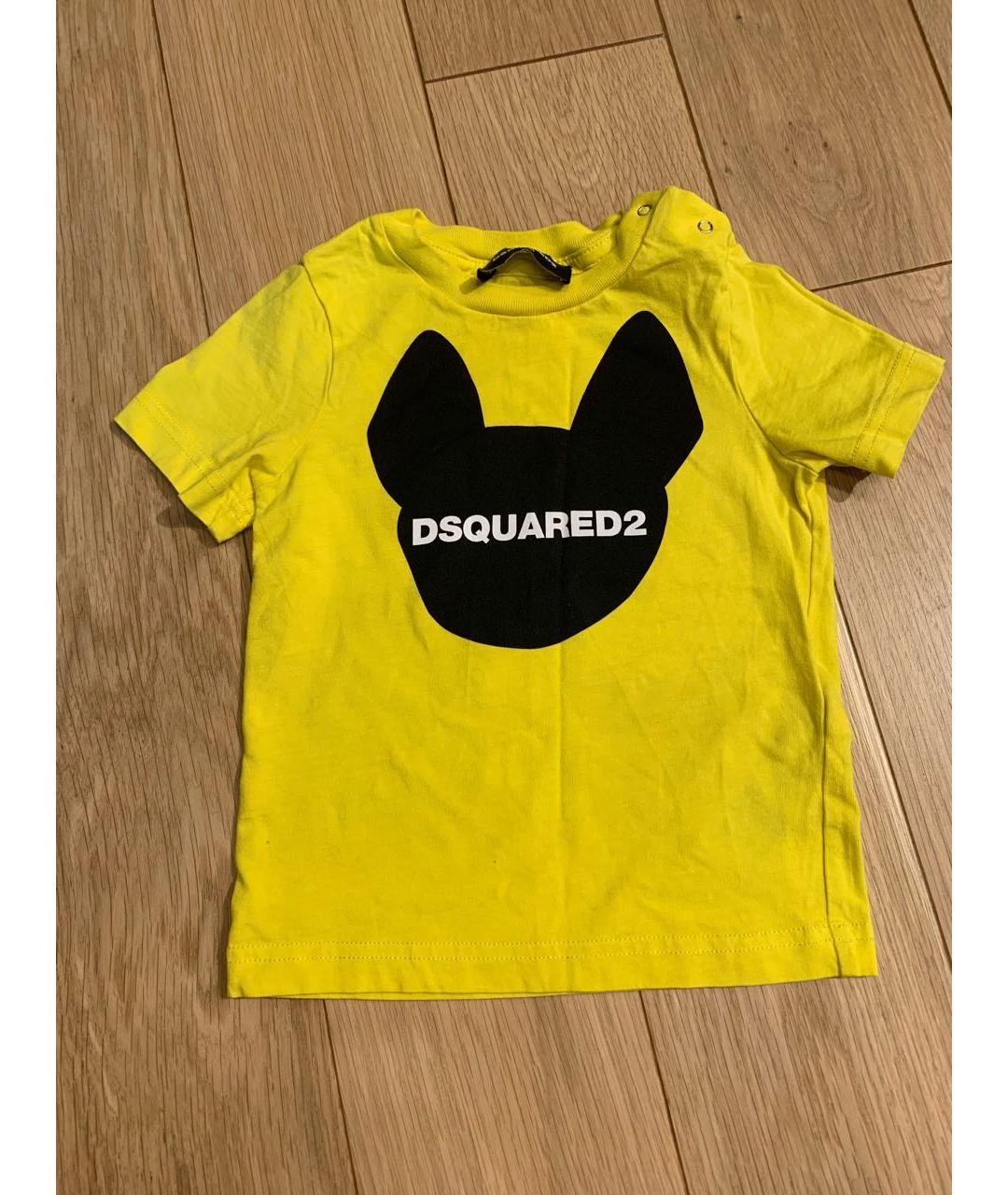 DSQUARED2 Желтая хлопковая детская футболка, фото 5