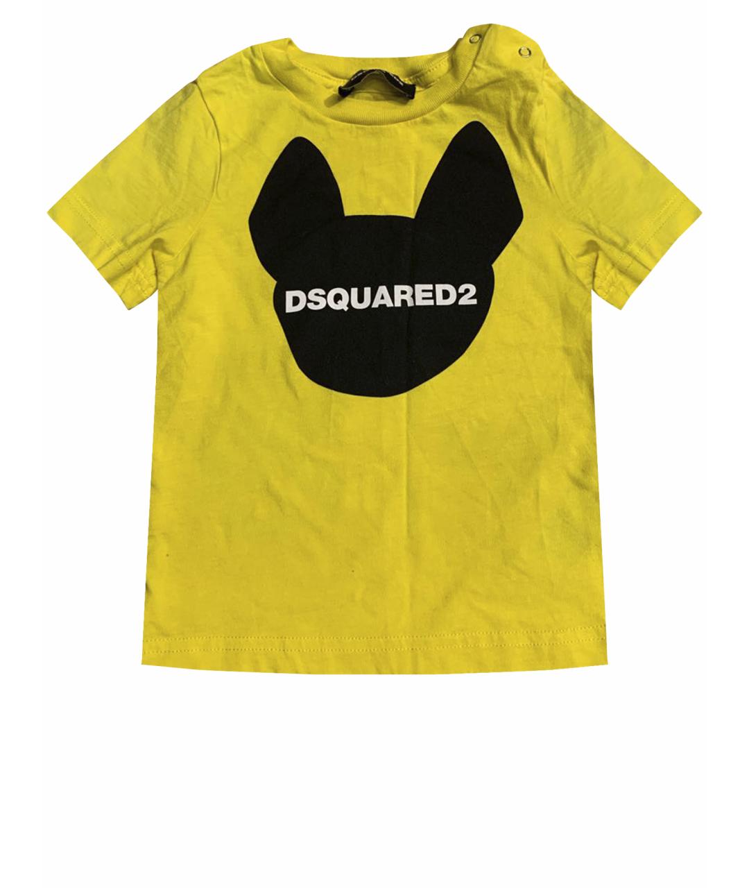 DSQUARED2 Желтая хлопковая детская футболка, фото 1