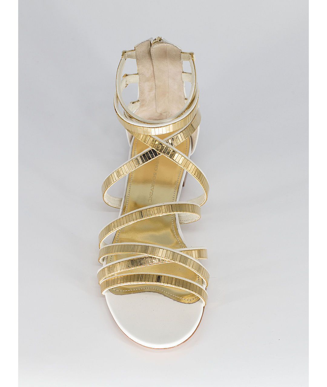 ERMANNO SCERVINO Золотые кожаные сандалии, фото 3
