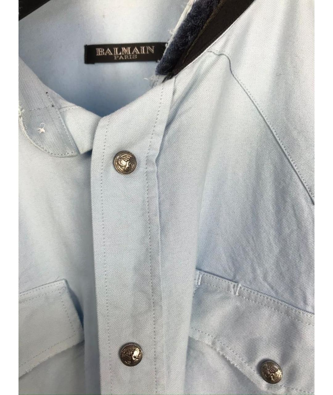 BALMAIN Голубая хлопковая кэжуал рубашка, фото 3