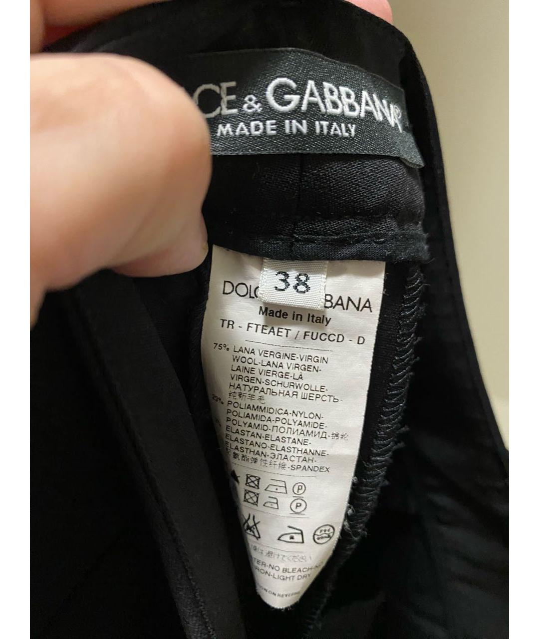 DOLCE&GABBANA Черные шерстяные прямые брюки, фото 4