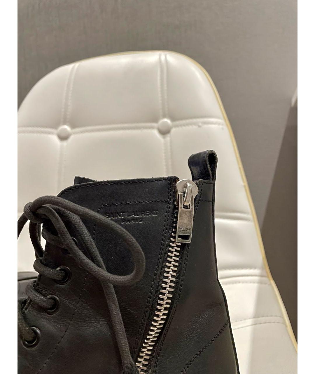 SAINT LAURENT Черные кожаные ботинки, фото 3