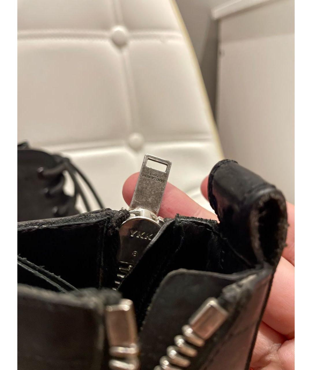 SAINT LAURENT Черные кожаные ботинки, фото 8