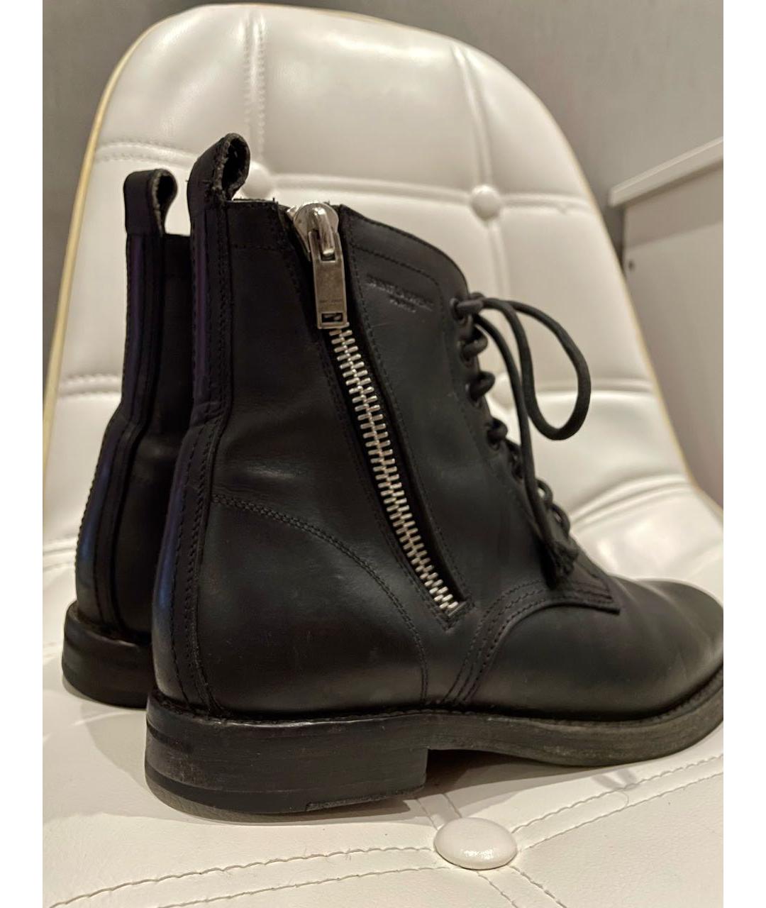 SAINT LAURENT Черные кожаные ботинки, фото 6