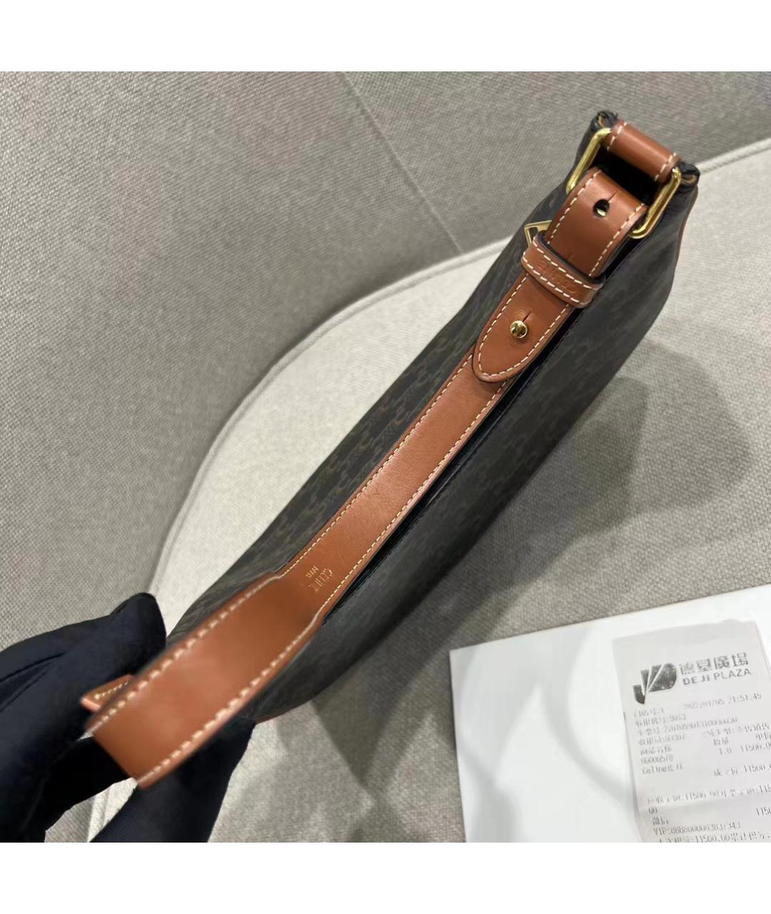 CELINE Коричневая сумка через плечо из искусственной кожи, фото 6