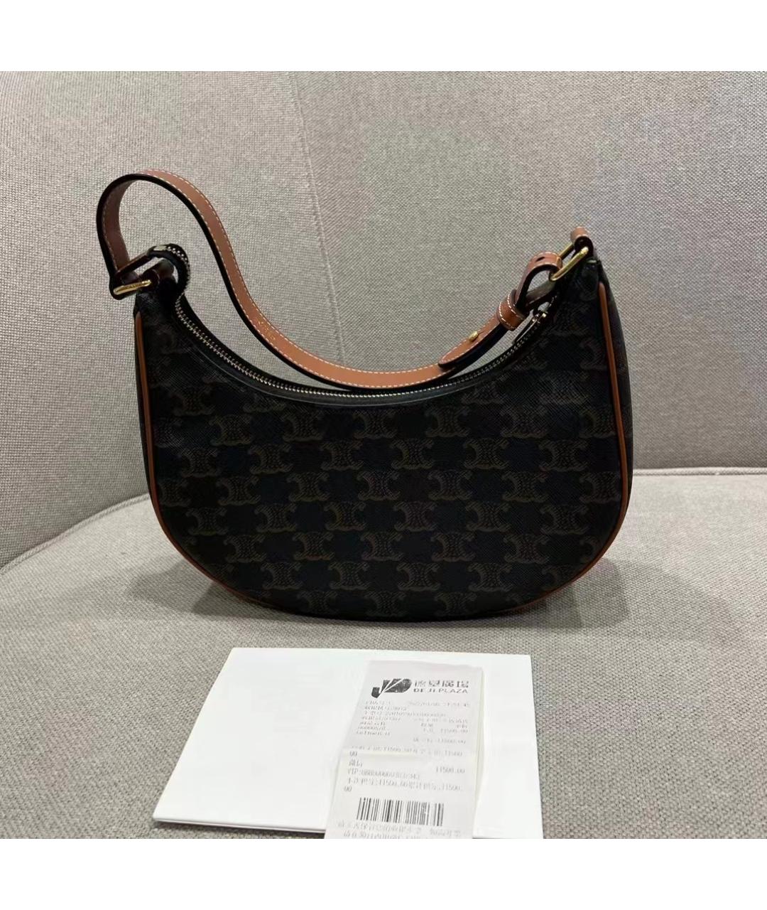 CELINE Коричневая сумка через плечо из искусственной кожи, фото 9