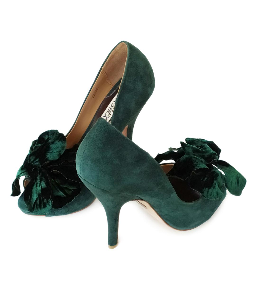 BADGLEY MISCHKA Зеленые замшевые туфли, фото 5